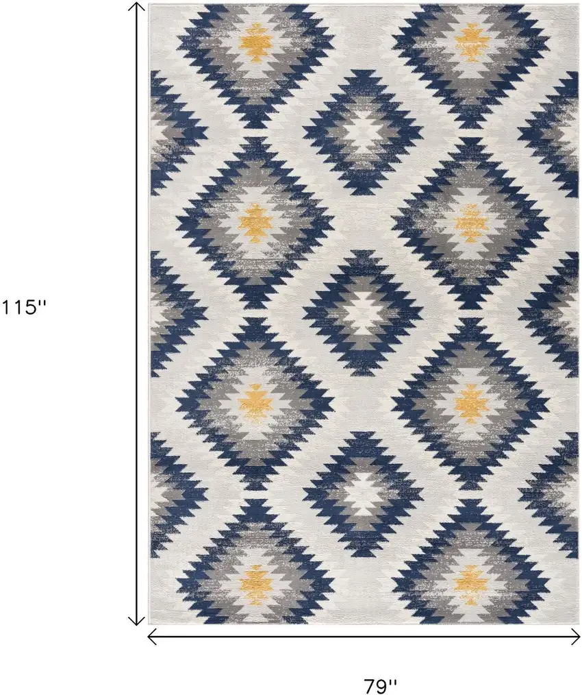Blue Ikat Kilim Area Rug Photo 7