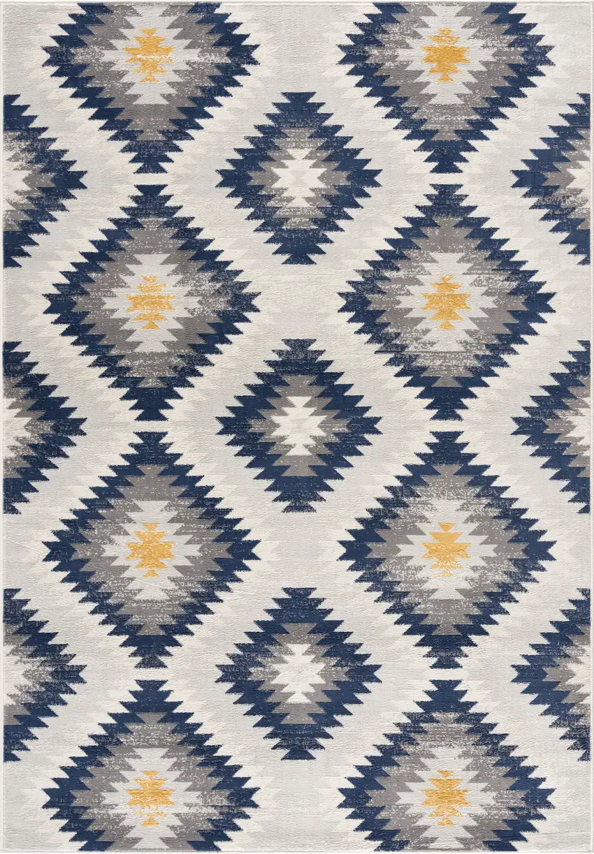 Blue and Gray Kilim Pattern Area Rug Photo 5
