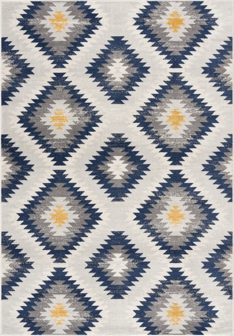 Blue and Gray Kilim Pattern Area Rug Photo 5