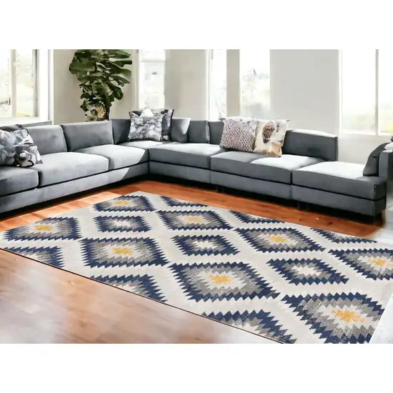 Blue Ikat Kilim Area Rug Photo 1