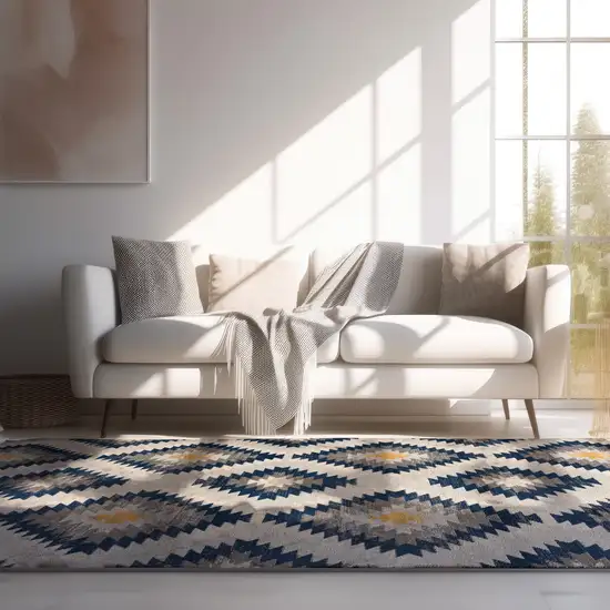 Blue and Gray Kilim Pattern Area Rug Photo 6