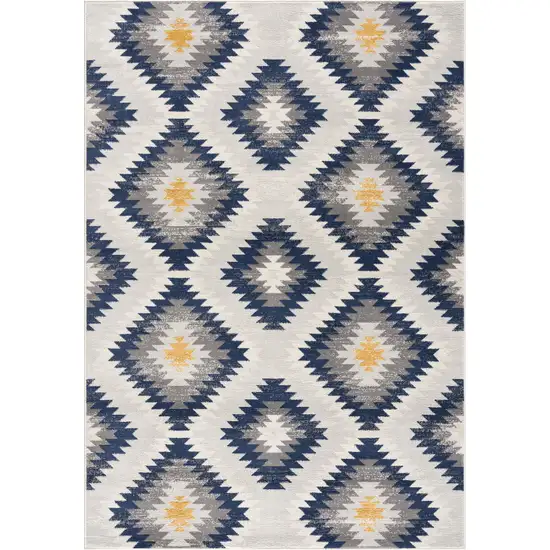 Blue and Gray Kilim Pattern Area Rug Photo 4