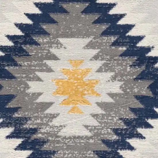 15' Blue Ikat Kilim Runner Rug Photo 3