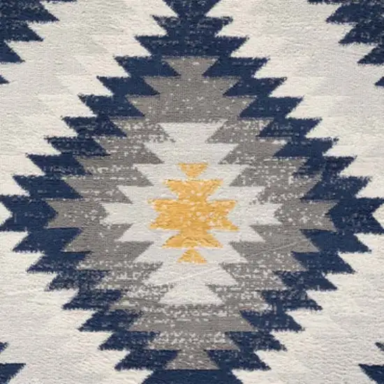 8' Blue Ikat Kilim Runner Rug Photo 5
