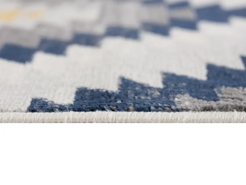 Blue and Gray Kilim Pattern Runner Rug Photo 6
