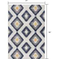 Photo of Blue and Gray Kilim Pattern Runner Rug