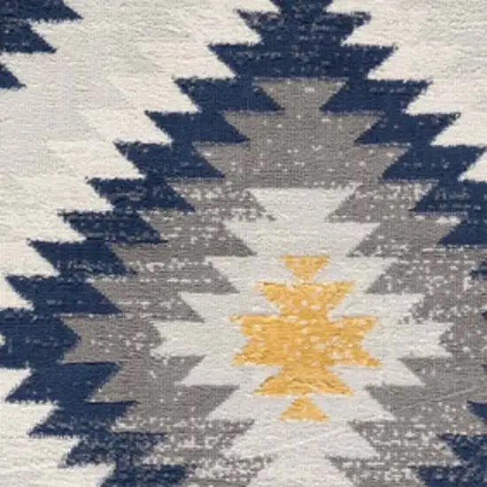 8' Blue Ikat Kilim Runner Rug Photo 4