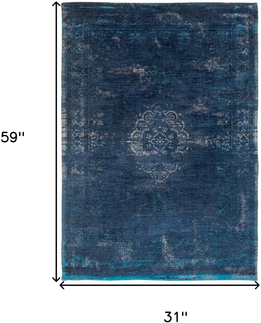 Blue and Gray Medallion Non Skid Area Rug Photo 3