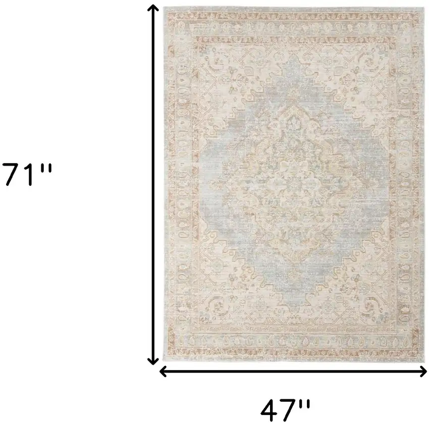 Blue and Gray Medallion Power Loom Area Rug Photo 7