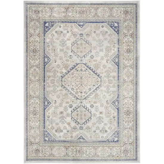 Blue and Gray Medallion Power Loom Area Rug Photo 9