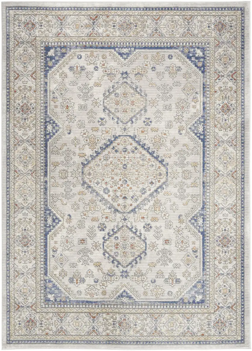 Blue and Gray Medallion Power Loom Area Rug Photo 9