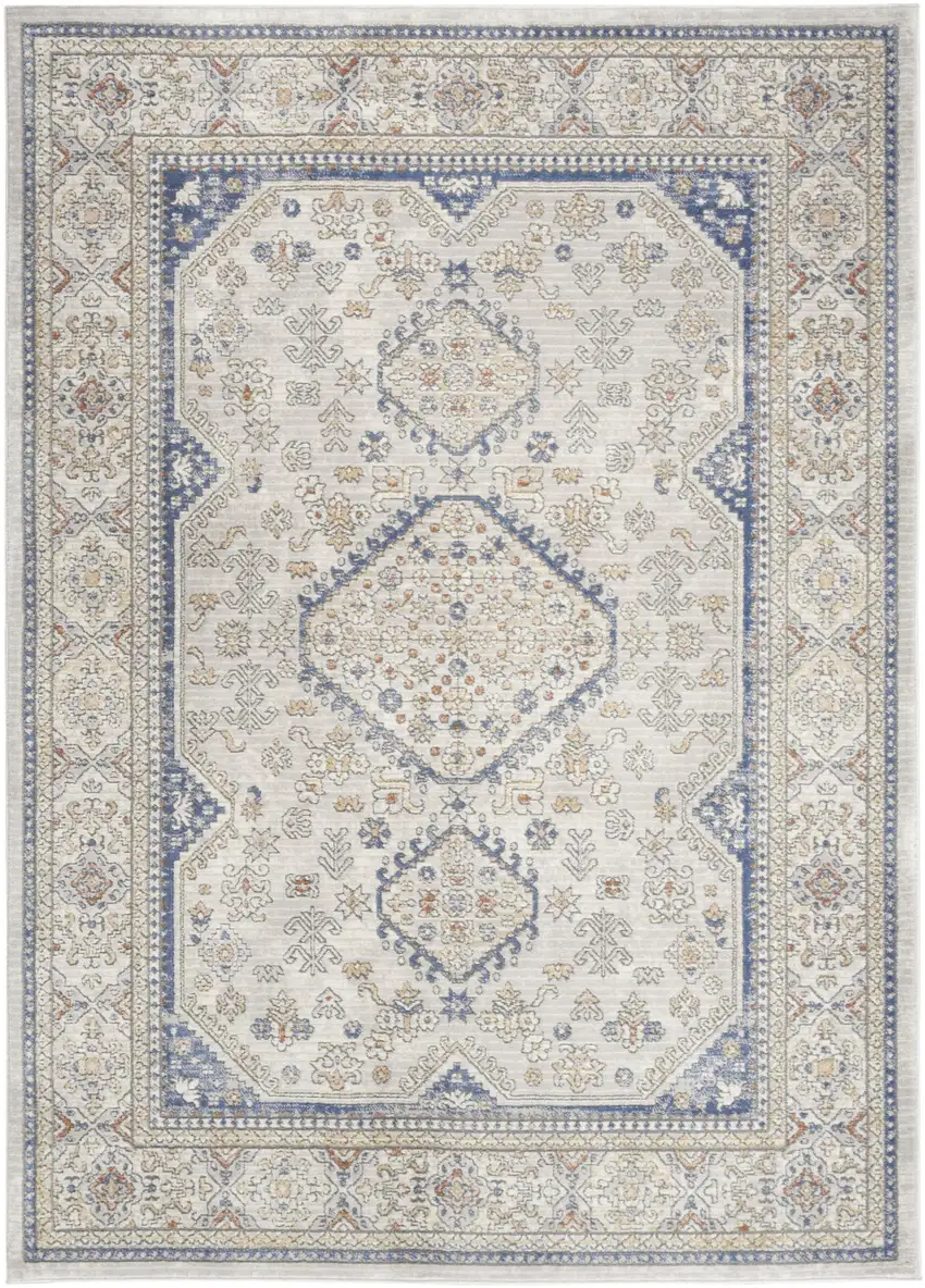 Blue and Gray Medallion Power Loom Area Rug Photo 2