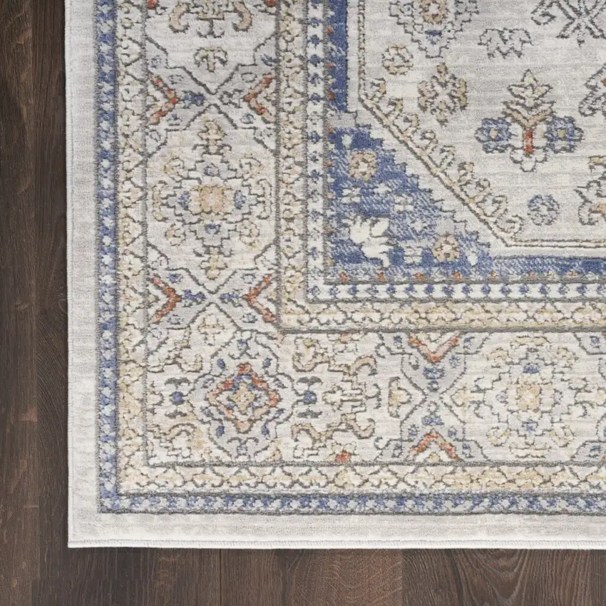 Blue and Gray Medallion Power Loom Area Rug Photo 7