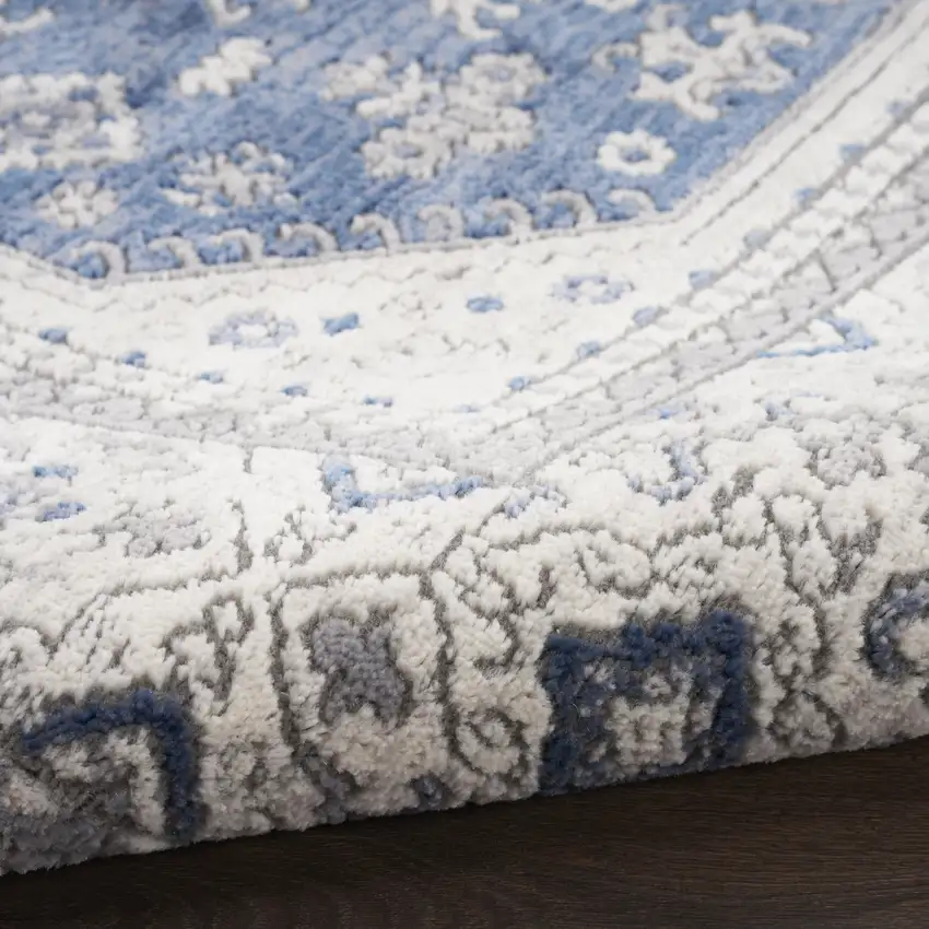 Blue and Gray Medallion Power Loom Area Rug Photo 7