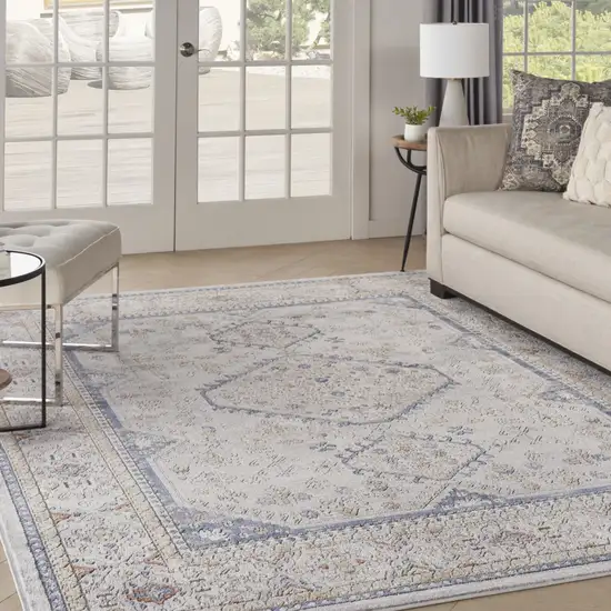 Blue and Gray Medallion Power Loom Area Rug Photo 5