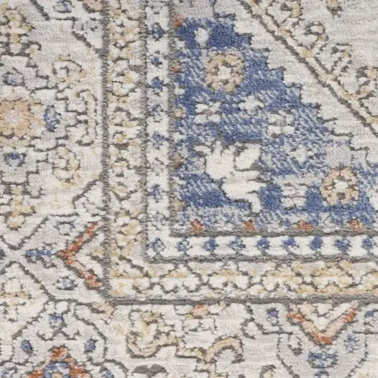 Blue and Gray Medallion Power Loom Area Rug Photo 1