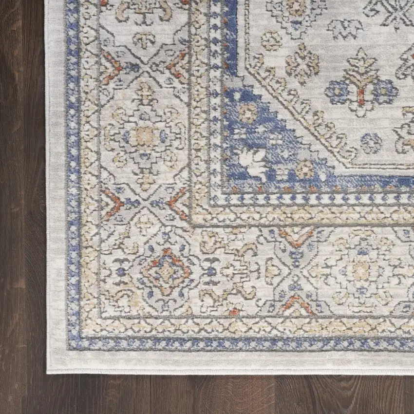 Blue and Gray Medallion Power Loom Area Rug Photo 7
