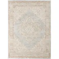 Photo of Blue and Gray Medallion Power Loom Distressed Area Rug
