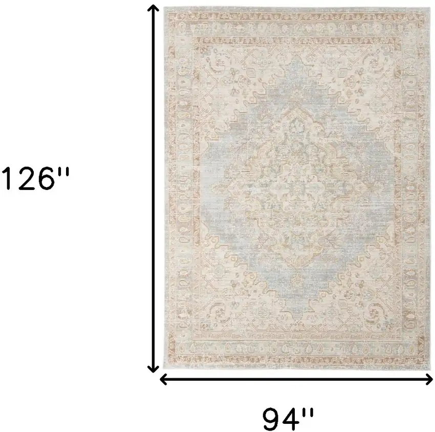 Blue and Gray Medallion Power Loom Distressed Area Rug Photo 7