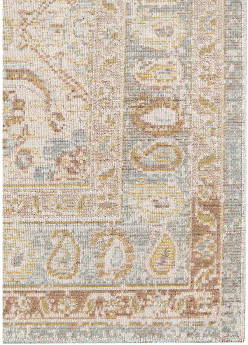 Blue and Gray Medallion Power Loom Distressed Area Rug Photo 3