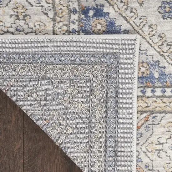 8' Blue And Gray Medallion Runner Rug Photo 9