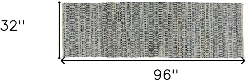 Blue and Gray Ogee Runner Rug Photo 5