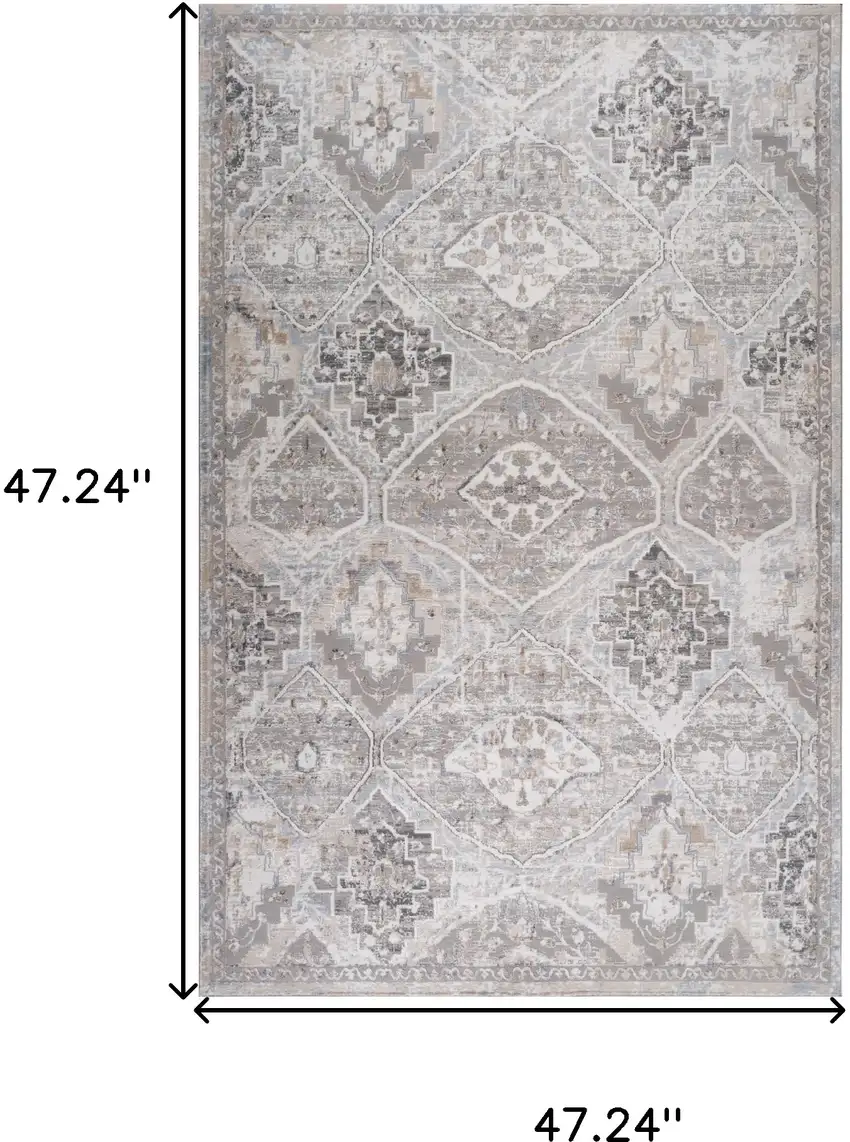 Blue and Gray Oriental Distressed Area Rug Photo 6