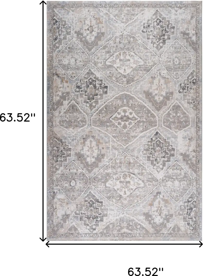 Blue and Gray Oriental Distressed Area Rug Photo 6