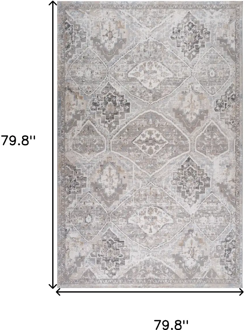 Blue and Gray Oriental Distressed Area Rug Photo 3