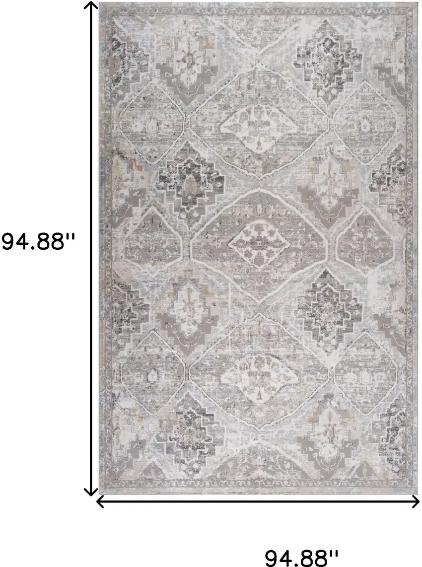 Blue and Gray Oriental Distressed Area Rug Photo 6