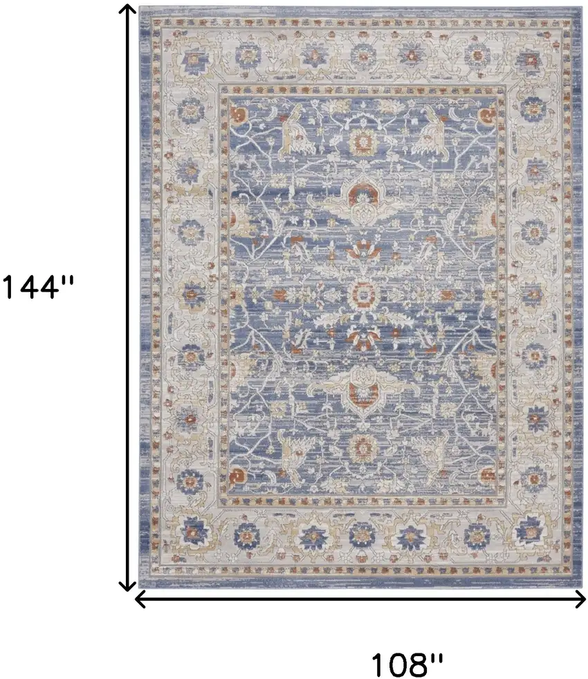 Blue and Gray Oriental Power Loom Area Rug Photo 9