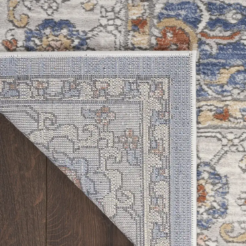 Blue and Gray Oriental Power Loom Area Rug Photo 9