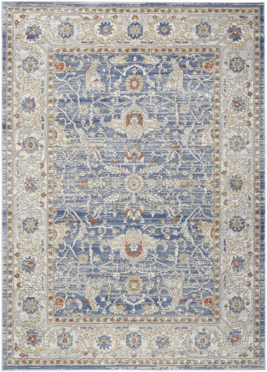 Blue and Gray Oriental Power Loom Area Rug Photo 2