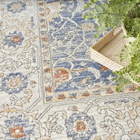 Blue and Gray Oriental Power Loom Area Rug Photo 9