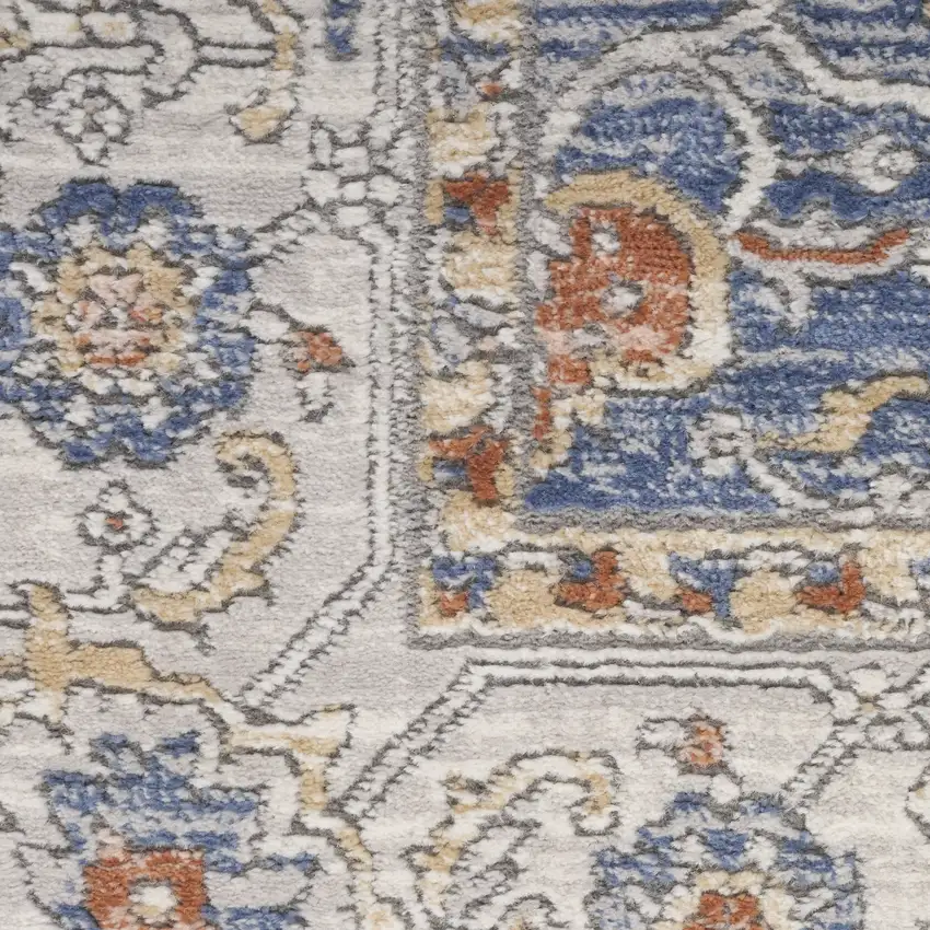 Blue and Gray Oriental Power Loom Area Rug Photo 7
