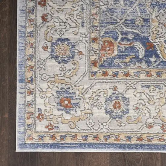 Blue and Gray Oriental Power Loom Area Rug Photo 6