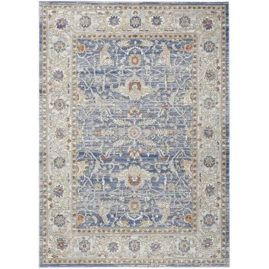 Blue and Gray Oriental Power Loom Area Rug Photo 8