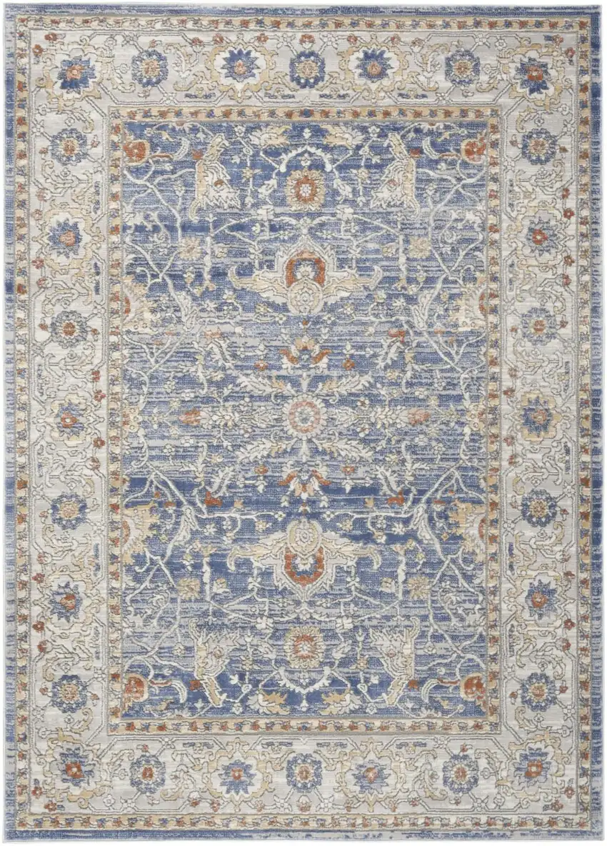 Blue and Gray Oriental Power Loom Area Rug Photo 8