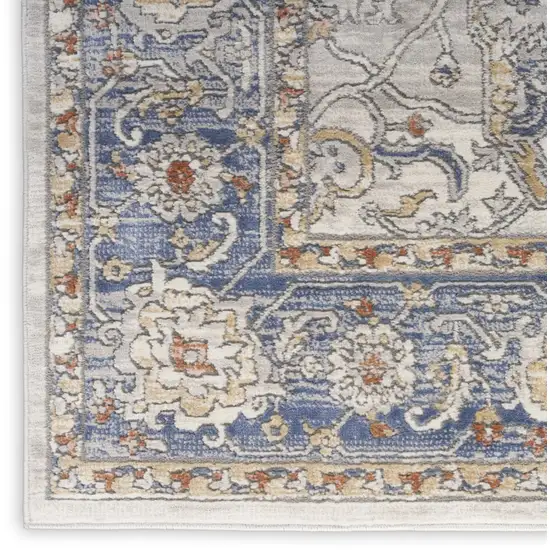 Blue and Gray Oriental Power Loom Area Rug Photo 9