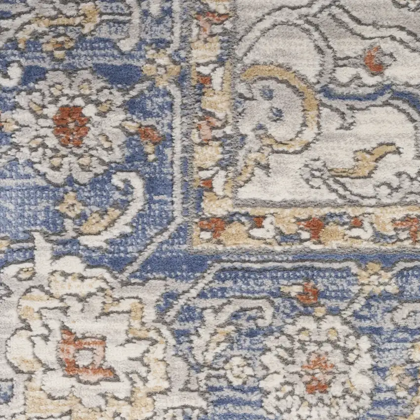 Blue and Gray Oriental Power Loom Area Rug Photo 1