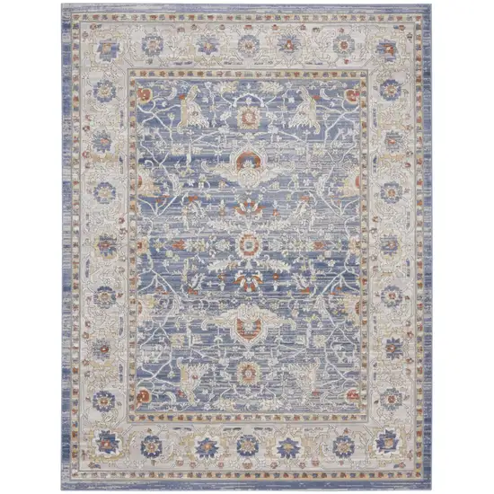 Blue and Gray Oriental Power Loom Area Rug Photo 8