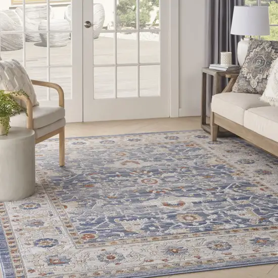 Blue and Gray Oriental Power Loom Area Rug Photo 4