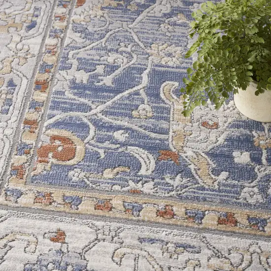 Blue and Gray Oriental Power Loom Area Rug Photo 9