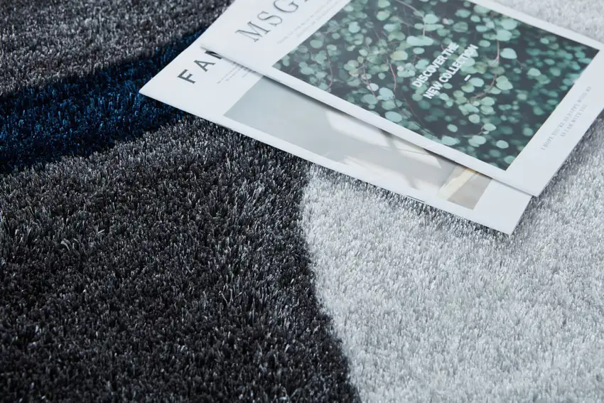 Blue and Gray Shag Hand Tufted Area Rug Photo 6