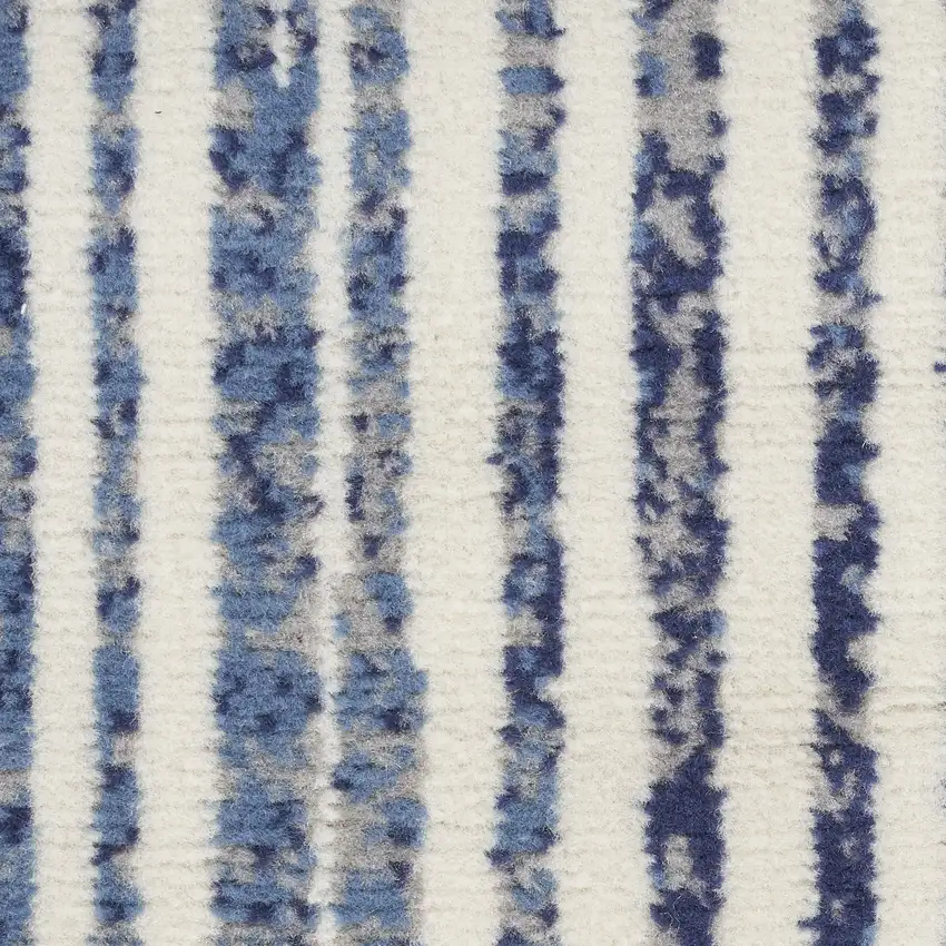 Blue and Gray Striped Power Loom Area Rug Photo 4