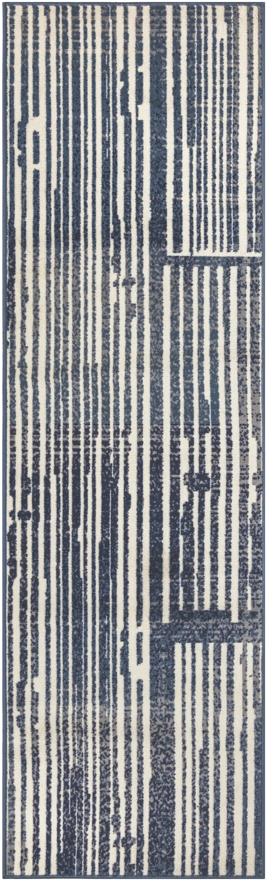 8' Blue And Gray Striped Runner Rug Photo 6
