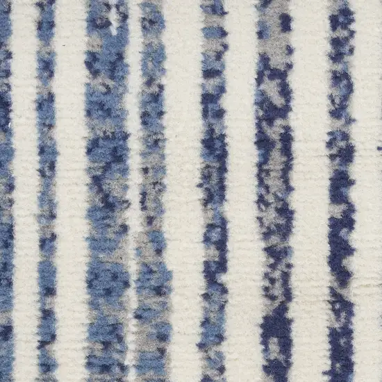 8' Blue And Gray Striped Runner Rug Photo 3
