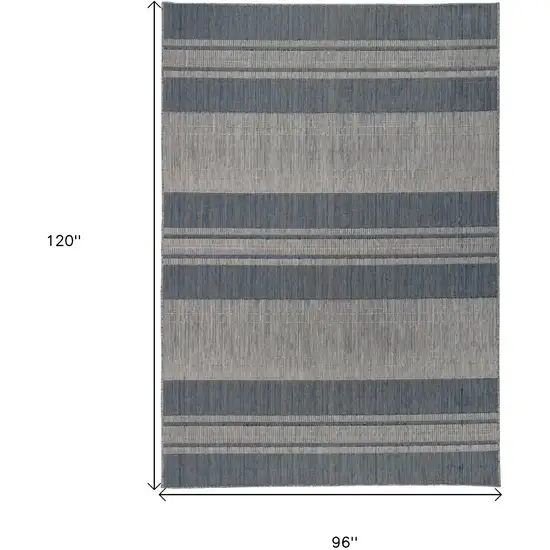 Blue and Gray Striped Stain Resistant Indoor Outdoor Area Rug Photo 7