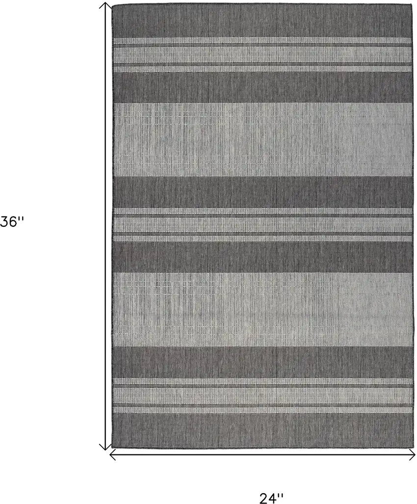 Blue and Gray Striped Stain Resistant Indoor Outdoor Area Rug Photo 9