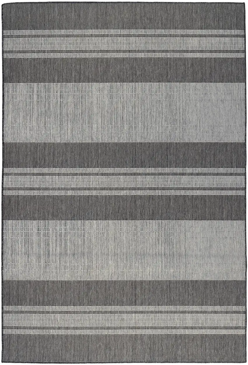 Blue and Gray Striped Stain Resistant Indoor Outdoor Area Rug Photo 3